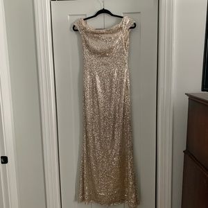 Adrianna Papell gold sequin dress